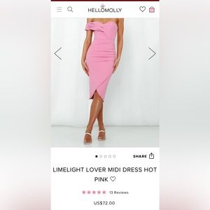Hello Molly - LIMELIGHT LOVER MIDI DRESS HOT PINK